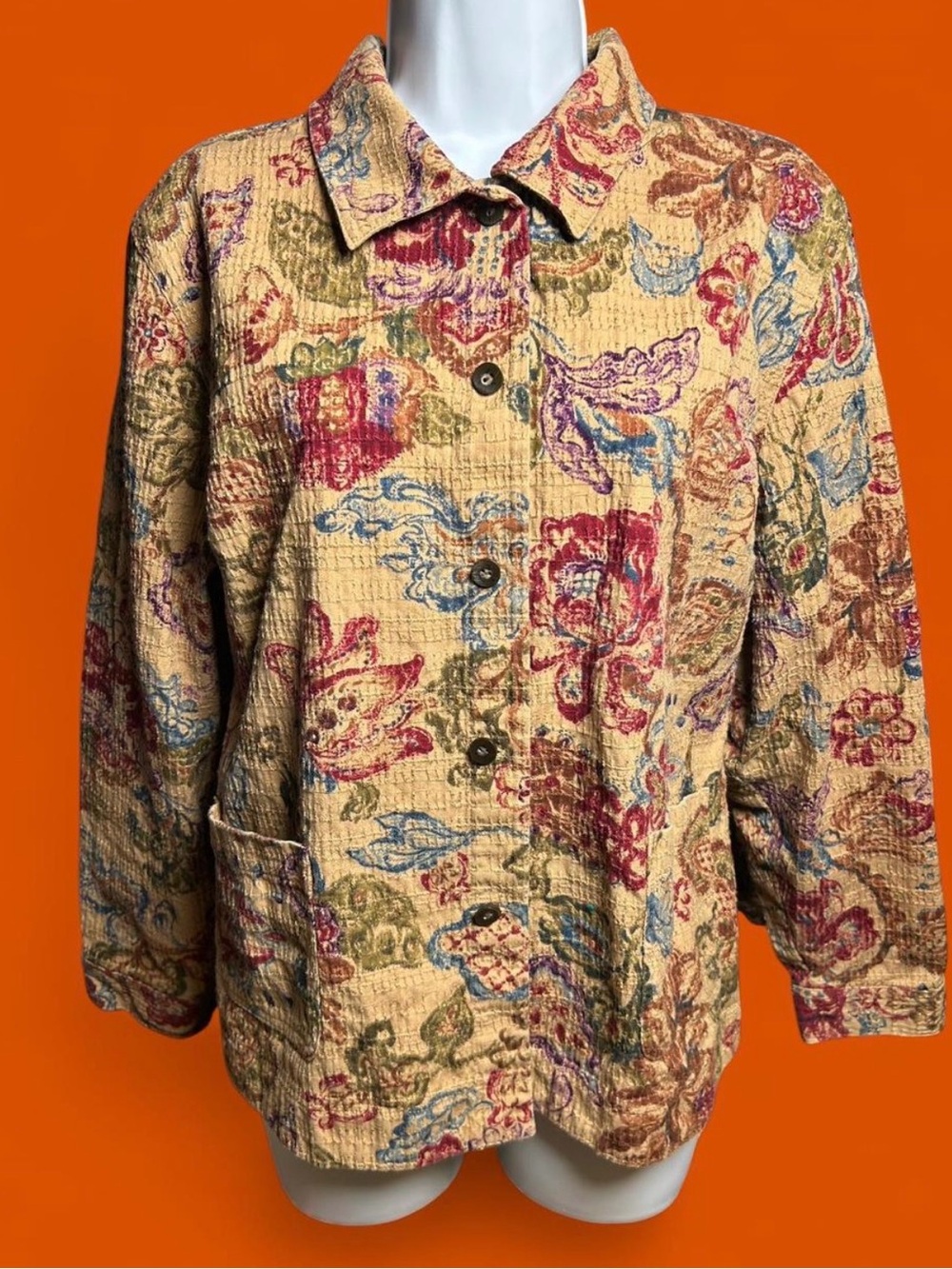 Vintage 90’s Tan Coldwater Creek jacket with cute floral print